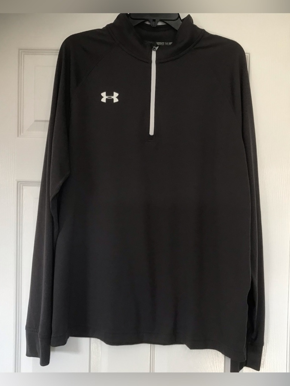 Under Armour Black Heat Gear Half-Zip Pullover with White Logo
